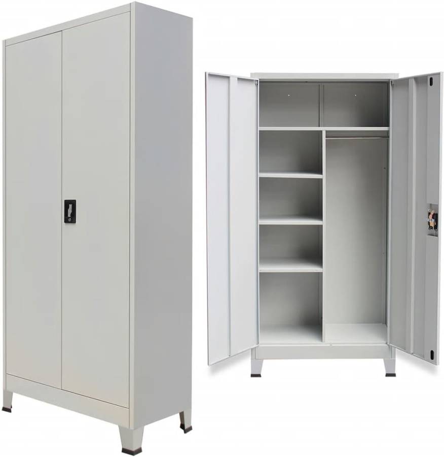 Vidaxl Armario Puertas gris 90x40x180 cm casillero taquilla mueble organizador de oficina 90x40x180cm acero 2