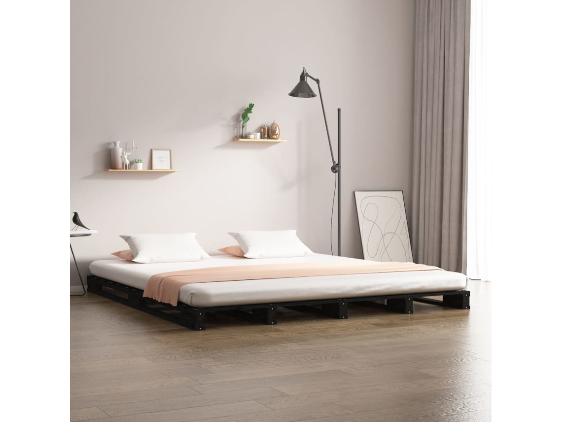 Maison Exclusive Estructura cama madera maciza pino doble negra 120x190 cm