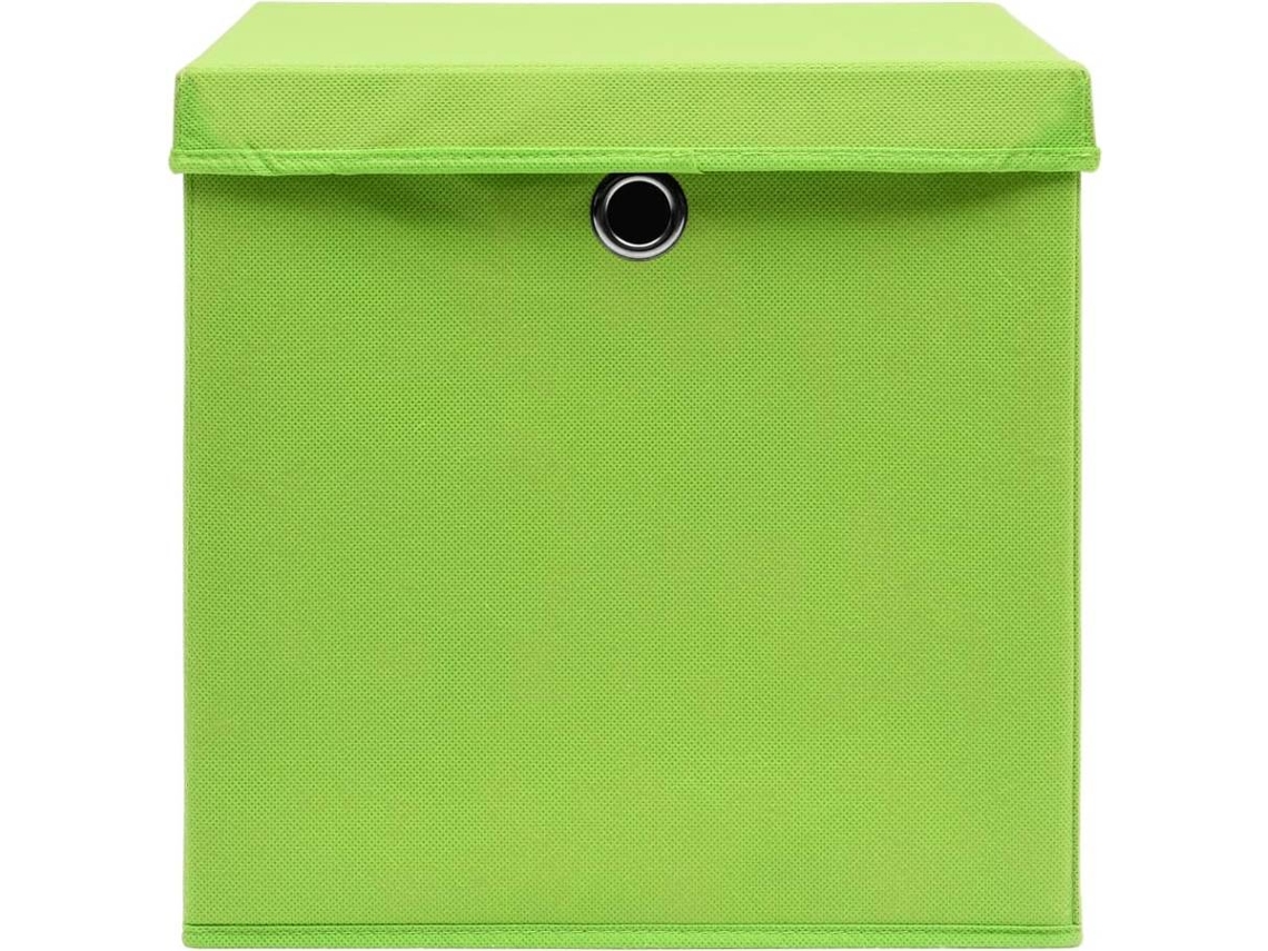 Cajas de almacenaje 4 uds tela no tejida verde 28x28x28 cm