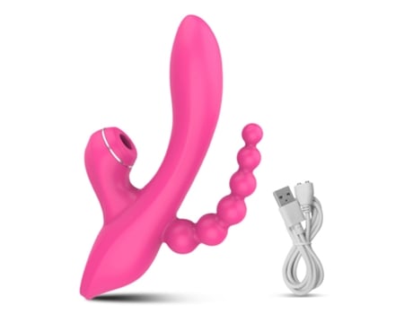 Vibrador de masaje de succión multifrecuencia 3 en 1 para mujer (rojo rosa) VEANXIN