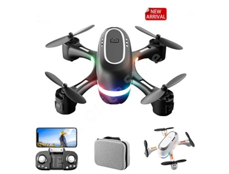 H28 Mini Dron con luz LED de colores con cámara dual 720P (1 batería - Duración de la batería: 8 min - Negro)