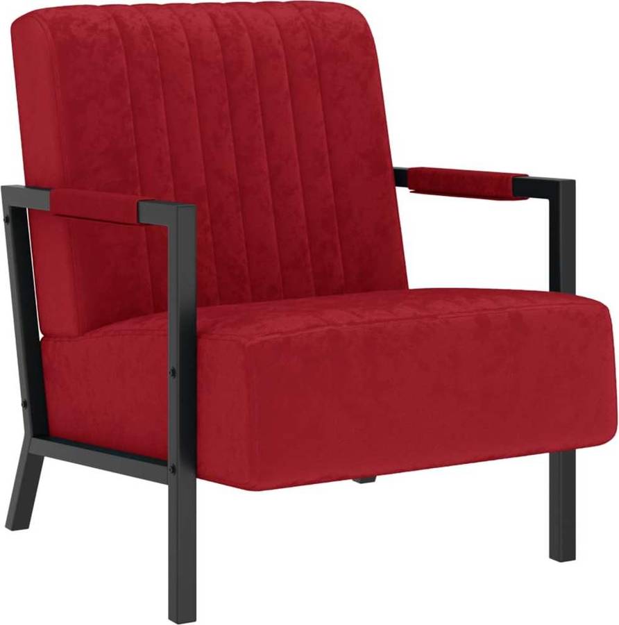 Sillón VIDAXL (Rojo - Terciopelo - 66 x 84 x 84 cm)