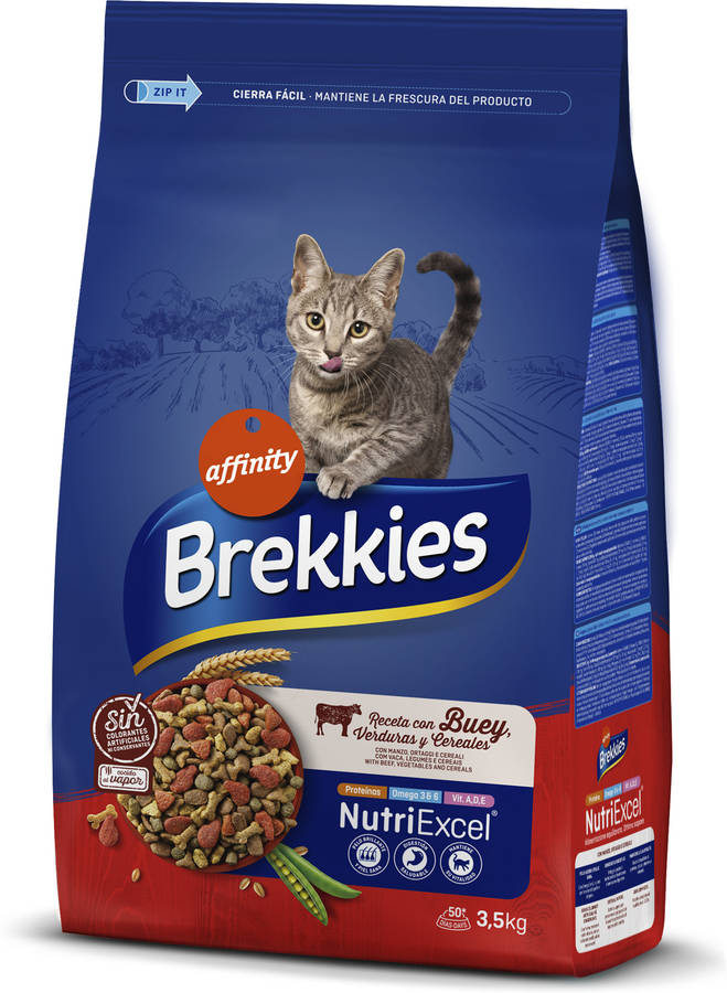 Pienso para Gatos BREKKIES EXCEL (3.5 Kg - Seca - Sabor: Buey y Verduras)