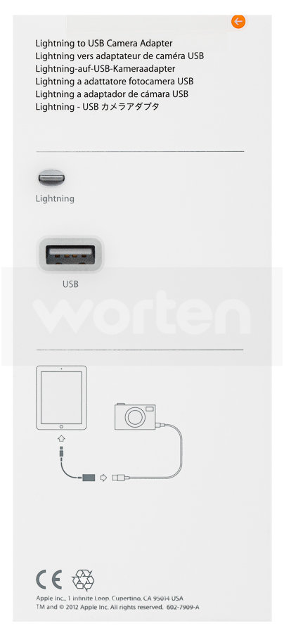 Adaptador APPLE MD821ZM/A (iPad - Lightning - USB - 1 Puerta)