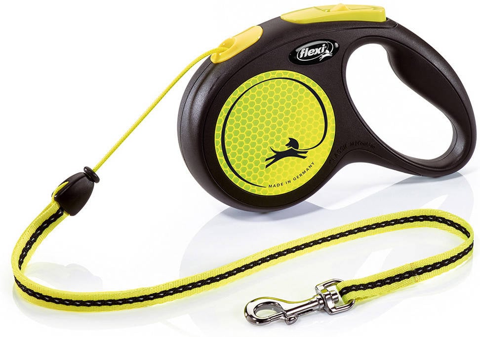 Correa para Perros FLEXI Ajustable y Reflectante (Amarillo - 5m - Hasta: 12 Kg - S - Porte Pequeño)