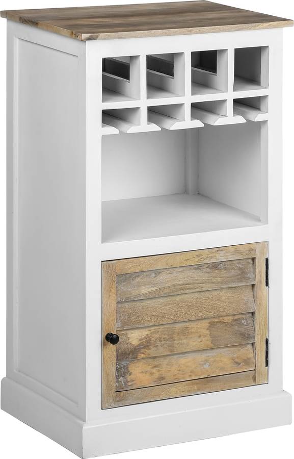 Mueble Botellero WOMO-DESIGN (Blanco - Madera tropical y MDF - 55 x 95 x 42 cm)