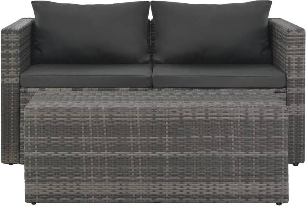 Set De Para vidaxl 6 piezas cojines gris conjunto exterior almohadones mimbre pe muebles pzs mesa