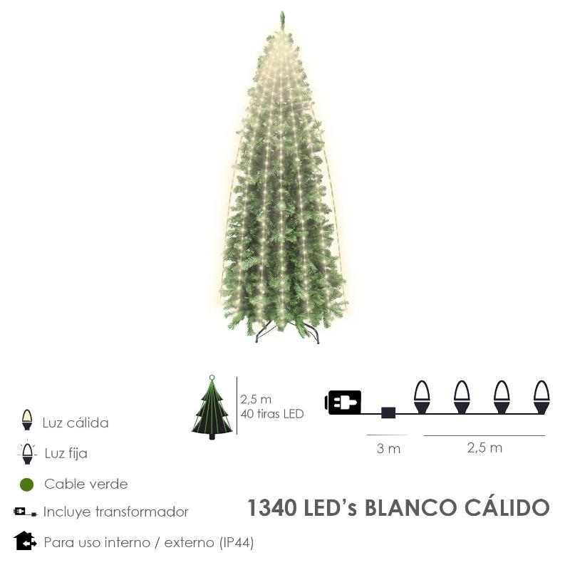 Guinalda luces navidad 1340 leds cascada cubrearbol blanco calido. ip44. luz navidad interiores y exteriores