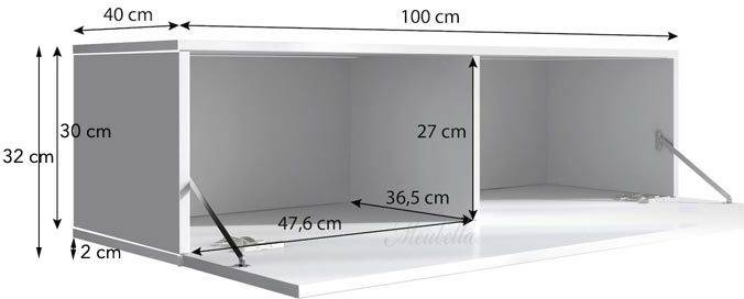 Mueble Tv Con patas 1 puerta 2 compartimentos – sonoma y blanco acabado en brillo 100 32 40cm luke h1 100x40x32