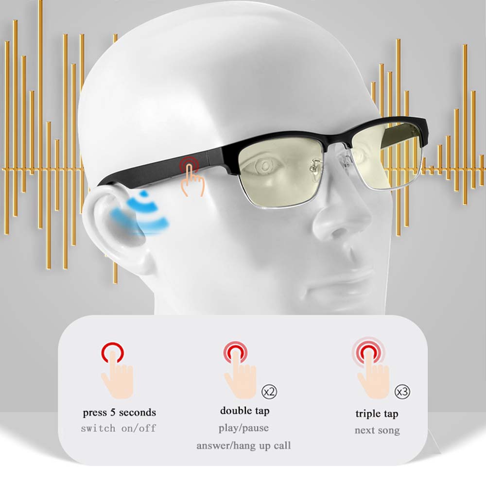 Gafas inteligentes con micrófono y altavoz integrados, Control por voz,  llamada manos libres, gafas Bluetooth inalámbricas multifuncionales