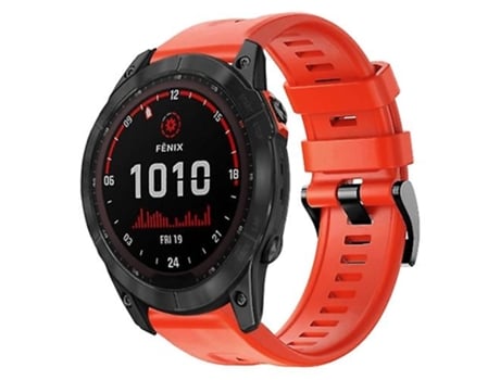 Correa para Garmin Fenix 7X Solar Hebilla de metal Color sólido Correa de reloj de silicona roja VENISYMLIS