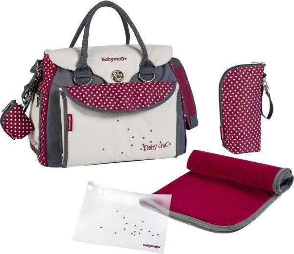 Babymoov Bolso Maternal baby chic color rojo cambiador white pink