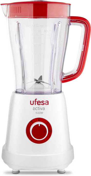 Batidora de Vaso UFESA BS470 Activa (500 W - 1.5 L - Blanco y Rojo)