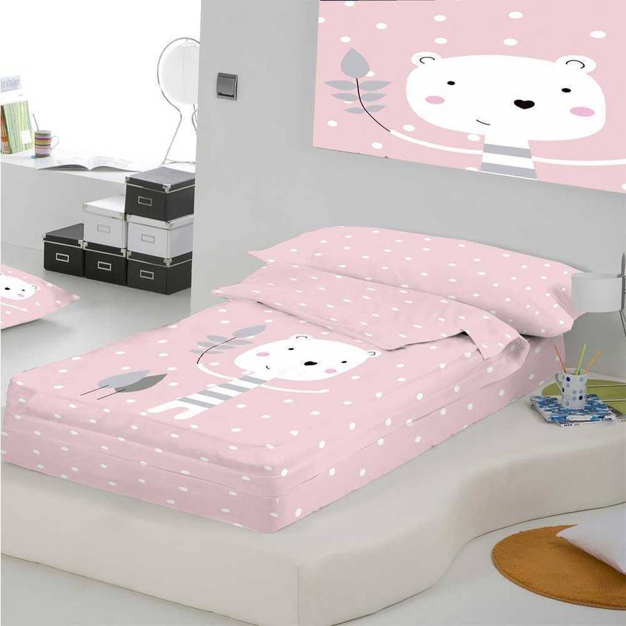 Cotton Artean Saco nordico con relleno jorge pink cama 90 x 190. unido la bajera cremallera. de dormir