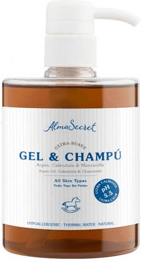 Champú Líquido ALMA SECRET Gel suave con argán, caléndula y manzanilla (500 ml)