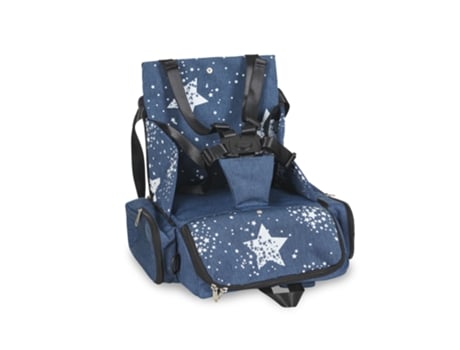 Trona de viaje MS 1336 Bolsa elevadora de estrellas - Portátil - Asiento de bebé acolchado suave - Portátil. Mochila Convertible 2 en 1 - Azul Mari...