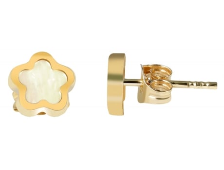 Joyería Oro 8K – Pendientes en Oro Flor con Nácar