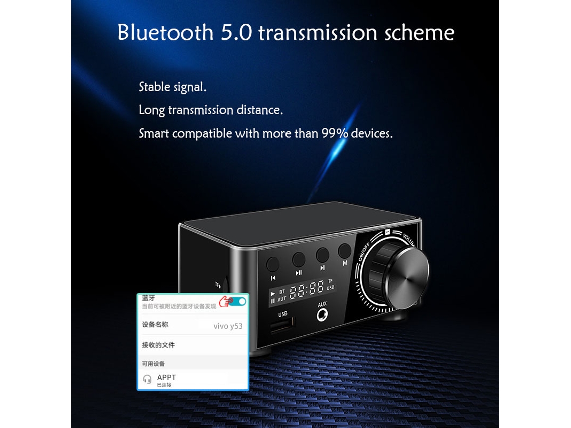 WEIMAI - Mini-amplificateur Bluetooth 50W + 50W Infineon MA12070