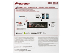 Autorradio - DEH-09BT PIONEER, USB / Aux, Negro