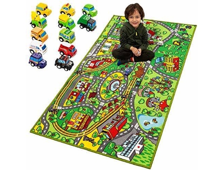 Joyin Alfombra De juego con 12 autos extraíbles para niños jumbo sala simulación la ciudad estera playmat coches 3 16x12.4x2.9