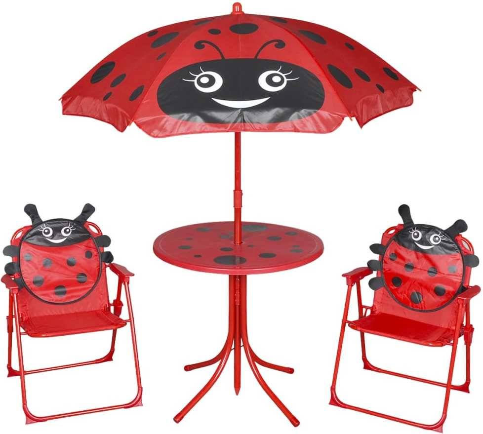 Juego De Mesa y sillas infantil sombrilla rojo vidaxl muebles niños set 3 pzas conjunto duas una exterior