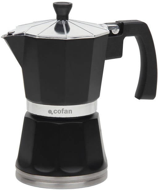 Cafetera Baviera Negra 6 tazas aluminio cofan italiana de modelo color fabricada en para