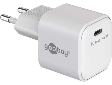 Cargador USB-C con Enchufe Europeo 5Vdc 45W Blanco GOOBAY