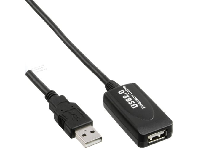 Cable USB INLINE USB A/USB A 5 m Macho/Hembra Negro