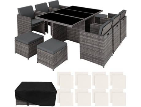 Conjunto De Nueva york variante 2 gris tectake 54x58x82 cm 800855 muebles set exterior 6x 4x sillones puf 1x