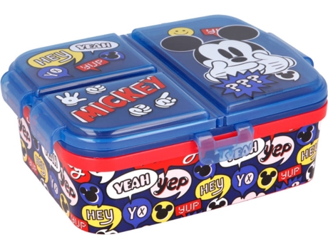 Stor Mickey Mouse sandwichera con 4 compartimentos tupper infantil fiambrera decorada para niños lonchera azul 6 16 12