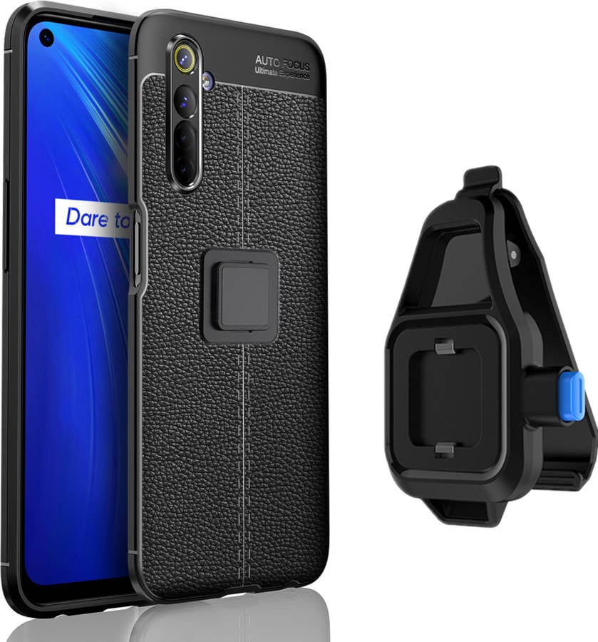 Funda Realme 6S ANTIIMPACTO Rugged Leather con Soporte de Cintura Negro