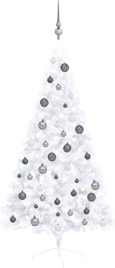 Árbol de Navidad VIDAXL con Luzes LED y Bolas (Blanco - 95x47,5x15 cm)