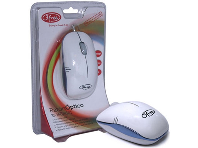 Mouse Optico Usb 3free mcm101wb diseño blanco azul