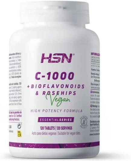 Complemento Alimentar HSN Vitamina C + Bioflavonoides + Rosa Mosqueta (120 tabletas)