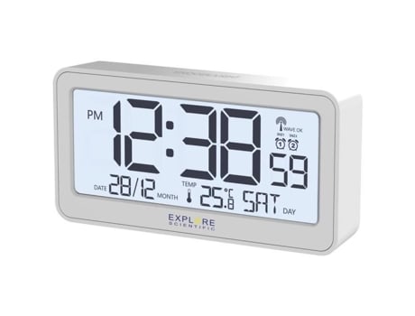 EXPLORE SCIENTIFIC Rdc1000Gye000 Reloj Despertador Radio Controlado Blanco Mate Wake-up Times 2