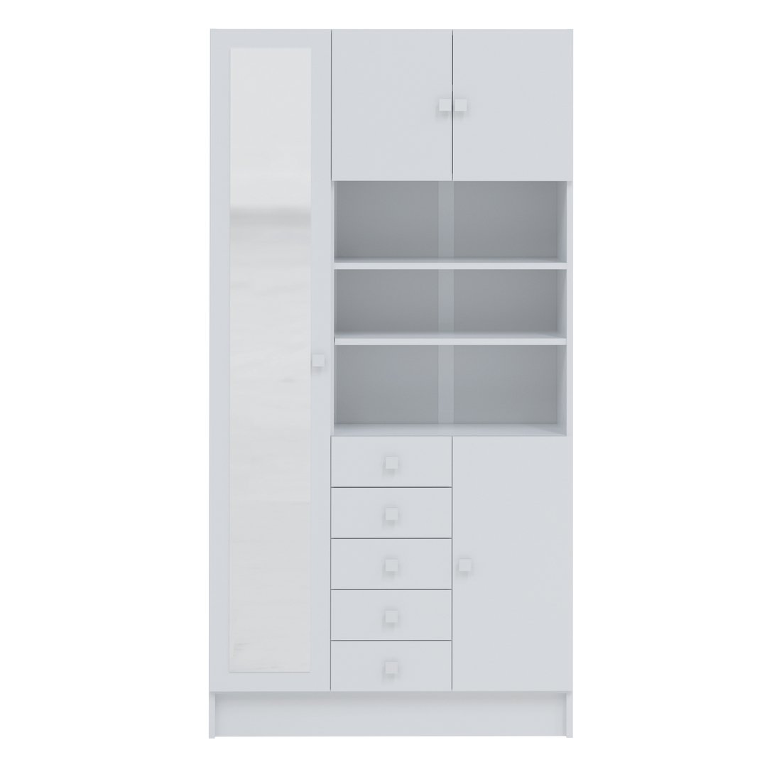 Mueble de Baño SYMBIOSIS Combi (Tableros de Partículas - Blanco - 90 x 29.6 x 182 cm)