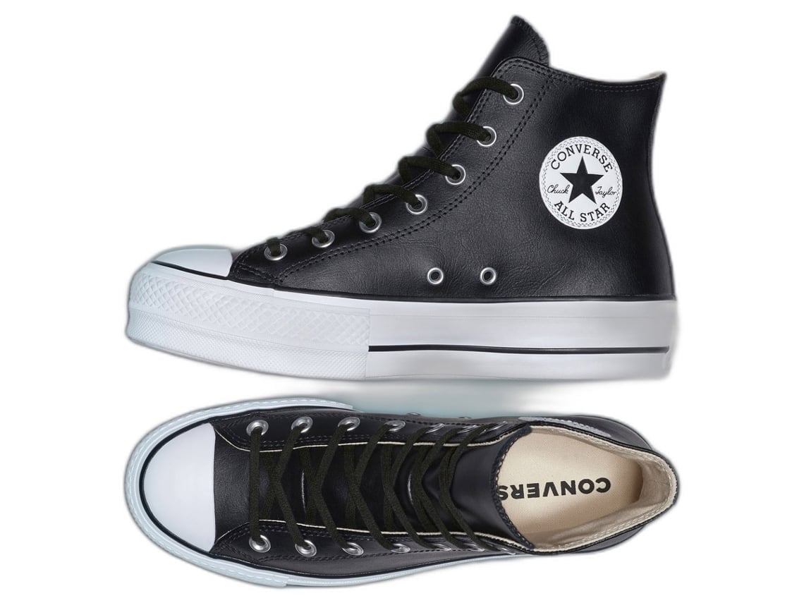 Converse de cuero negras mujer best sale