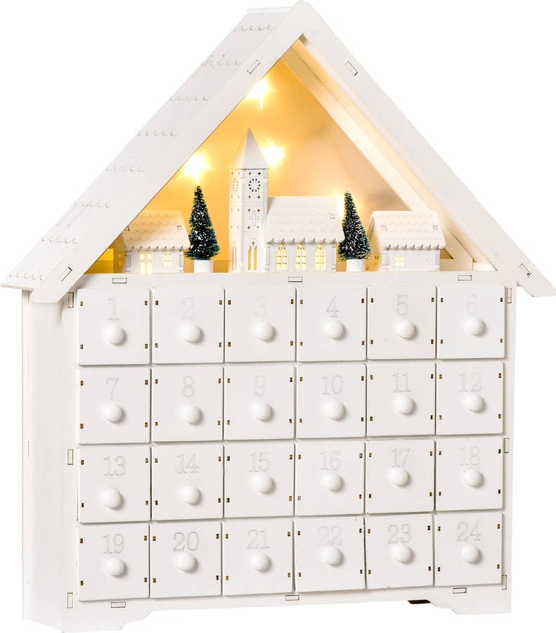 Calendario de Adviento HOMCOM 830-416 (Blanco - 39x9x42cm - MDF)