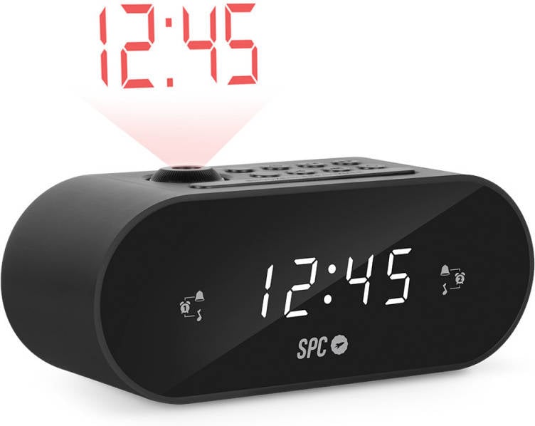 Radio Despertador SPC 4586N (Negro - Digital - Doble Alarma - Función Snooze - Corriente)