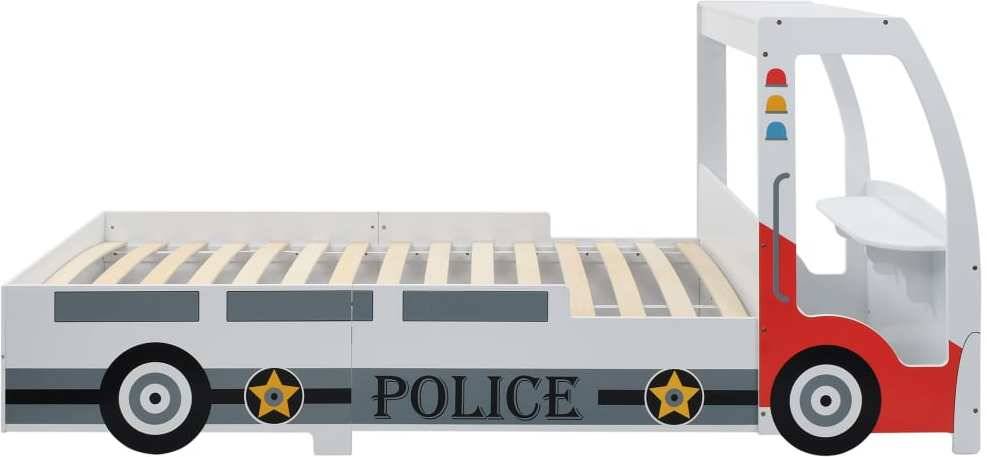 vidaXL Cama infantil coche de policía colchón viscoelástico 90x200 cm